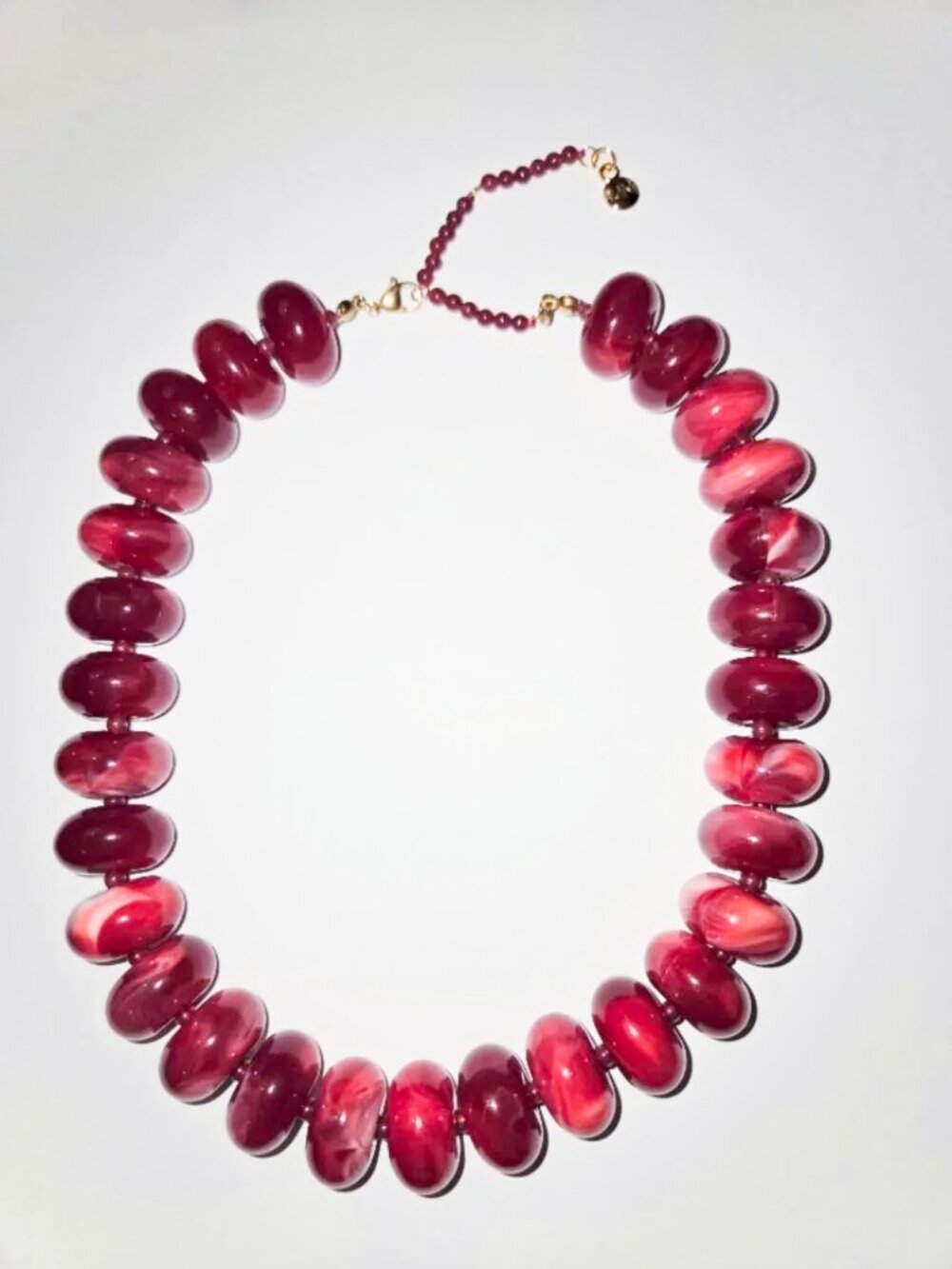 Mayamar Resin & Red Agate Oval Pebble Statement Necklace NEW - Picture 3 of 4